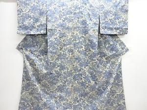 型染花筏模様手織り紬着物